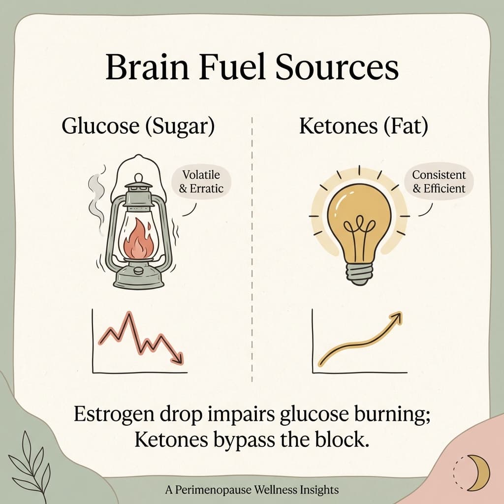 Diagram: Glucose vs Ketones for Brain Fuel