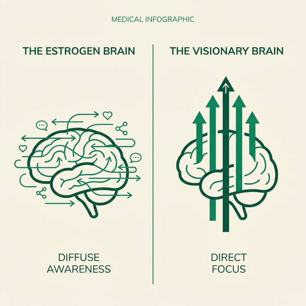 The Estrogen Brain vs The Visionary Brain Infographic