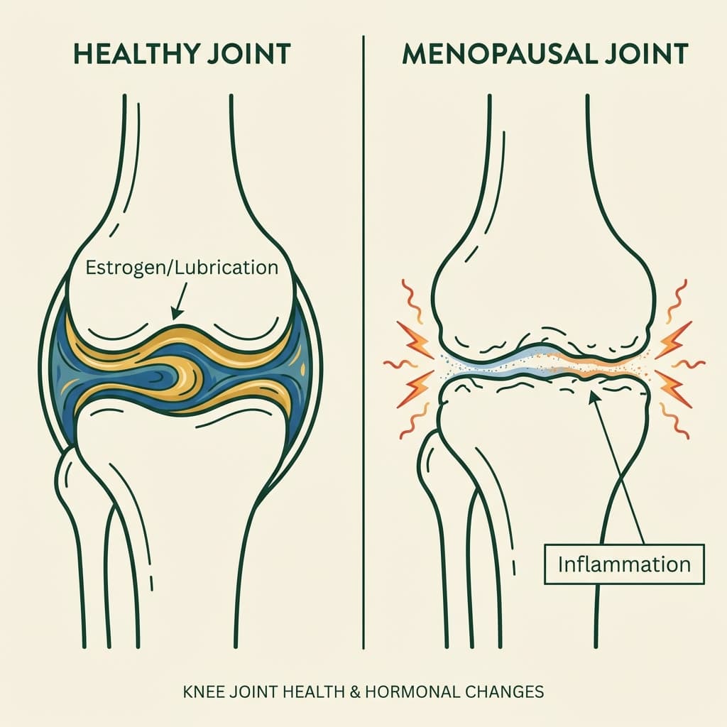 Diagram: Healthy vs Menopausal Joint Lubrication